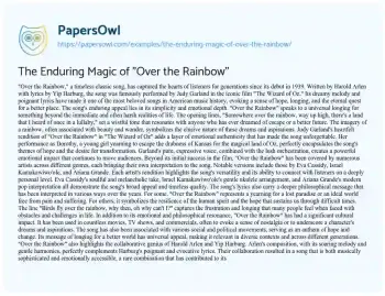 Essay on The Enduring Magic of “Over the Rainbow”