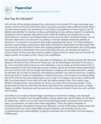 Essay on Are you an Introvert?