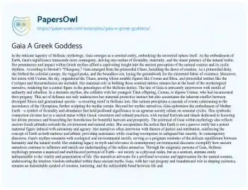 Essay on Gaia a Greek Goddess