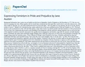 Essay on Expressing Feminism in Pride and Prejudice by Jane Austen