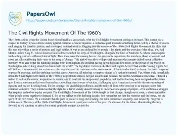 Essay on The Civil Rights Movement of the 1960’s