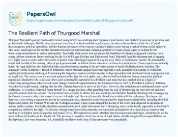 Essay on The Resilient Path of Thurgood Marshall