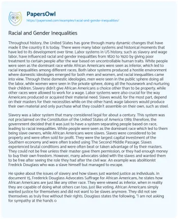 Essay on Racial and Gender Inequalities