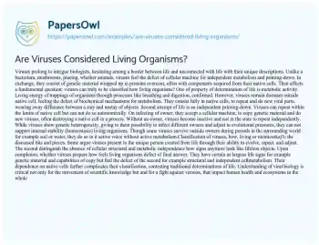 Essay on Are Viruses Considered Living Organisms?