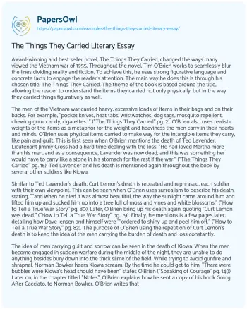 Essay on The Things they Carried Literary Essay