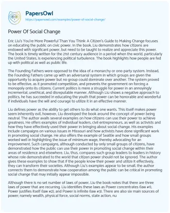 Essay on Power of Social Change