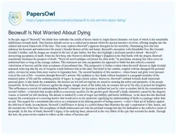 Essay on Beowulf is not Worried about Dying