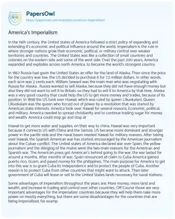 Essay on America’s Imperialism