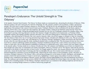 Essay on Penelope’s Endurance: the Untold Strength in ‘The Odyssey’