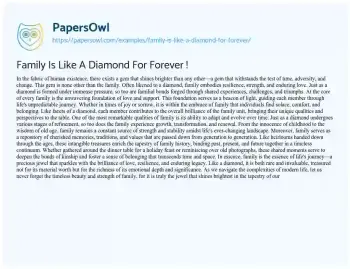 Essay on Family is Like a Diamond for Forever !