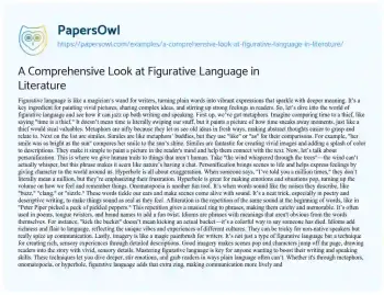 Essay on A Comprehensive Look at Figurative Language in Literature