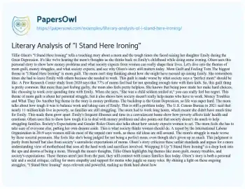 Essay on Literary Analysis of “I Stand here Ironing”