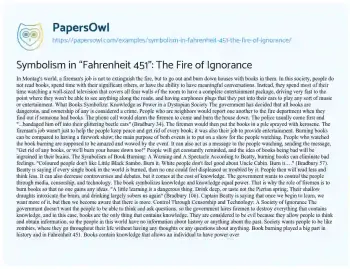 Essay on Symbolism in “Fahrenheit 451”: the Fire of Ignorance