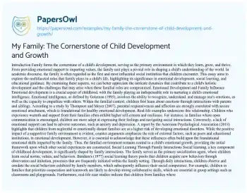 Essay on My Family: the Cornerstone of Child Development and Growth