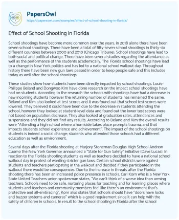 Essay on Effect of School Shooting in Florida