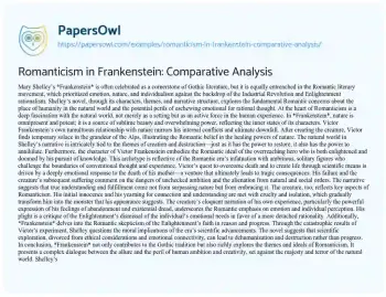 Essay on Romanticism in Frankenstein: Comparative Analysis