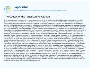 Essay on The Causes of the American Revolution