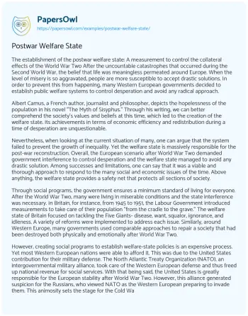 Essay on Postwar Welfare State