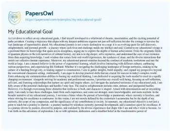 Essay on My Educational Goal