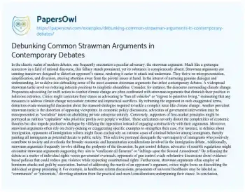 Essay on Debunking Common Strawman Arguments in Contemporary Debates