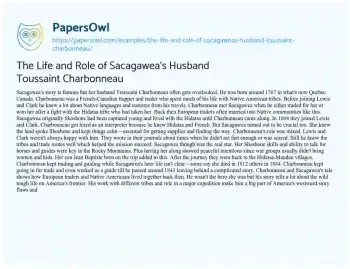 Essay on The Life and Role of Sacagawea’s Husband Toussaint Charbonneau