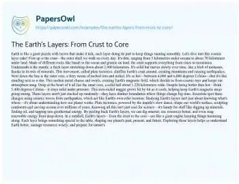 Essay on The Earth’s Layers: from Crust to Core