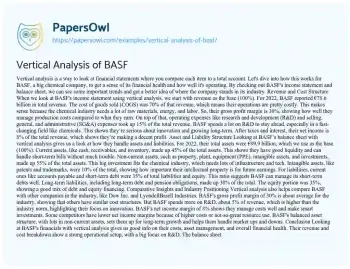 Essay on Vertical Analysis of BASF