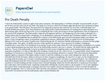 Essay on Pro Death Penalty