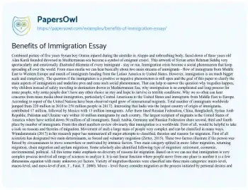 Essay on Benefits of Immigration Essay