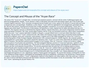 Essay on The Concept and Misuse of the “Aryan Race”