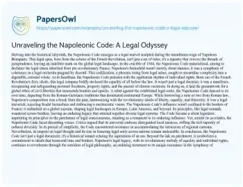 Essay on Unraveling the Napoleonic Code: a Legal Odyssey