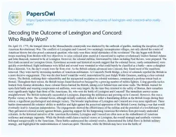 Essay on Decoding the Outcome of Lexington and Concord: who Really Won?