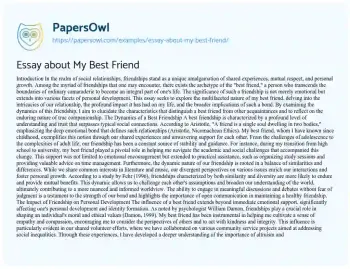 Essay on Essay about my Best Friend