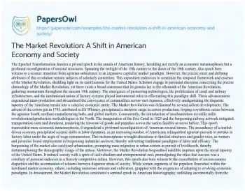 Essay on The Market Revolution: a Shift in American Economy and Society