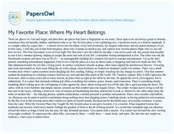 Essay on My Favorite Place: where my Heart Belongs