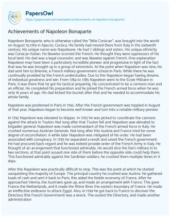 Essay on Achievements of Napoleon Bonaparte