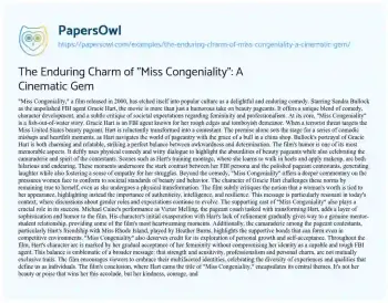 Essay on The Enduring Charm of “Miss Congeniality”: a Cinematic Gem