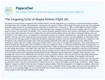 Essay on The Lingering Echo of Alaska Airlines Flight 261