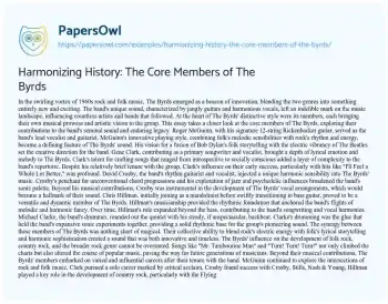 Essay on Harmonizing History: the Core Members of the Byrds