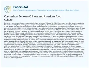 Essay on Comparison between Chinese and American Food Culture