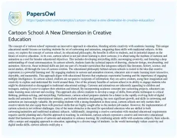 Essay on Cartoon School: a New Dimension in Creative Education