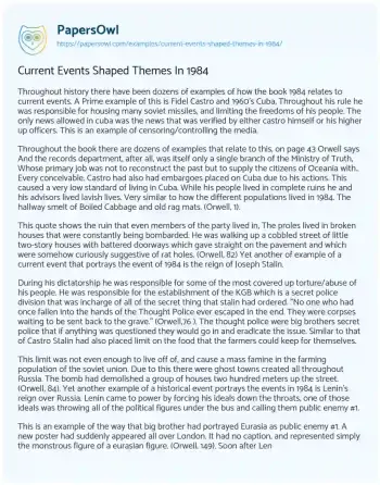 Essay on Current Events Shaped Themes in 1984