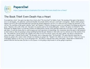 Essay on The Book Thief: Even Death has a Heart