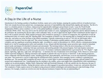 Essay on A Day in the Life of a Nurse