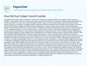 Essay on How did Kurt Cobain Commit Suicide