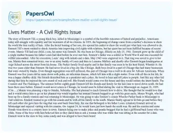 Essay on Lives Matter – a Civil Rights Issue