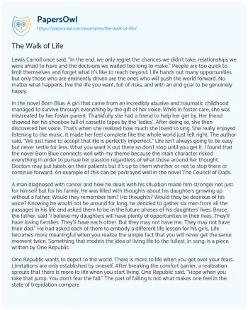 Essay on The Walk of Life