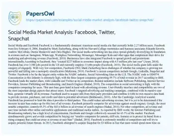 Essay on Social Media Market Analysis: Facebook, Twitter, Snapchat