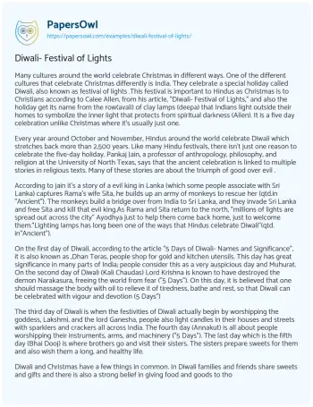 Essay on Diwali- Festival of Lights