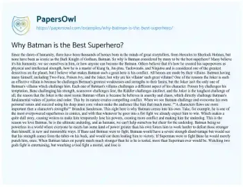 Essay on Why Batman is the Best Superhero?